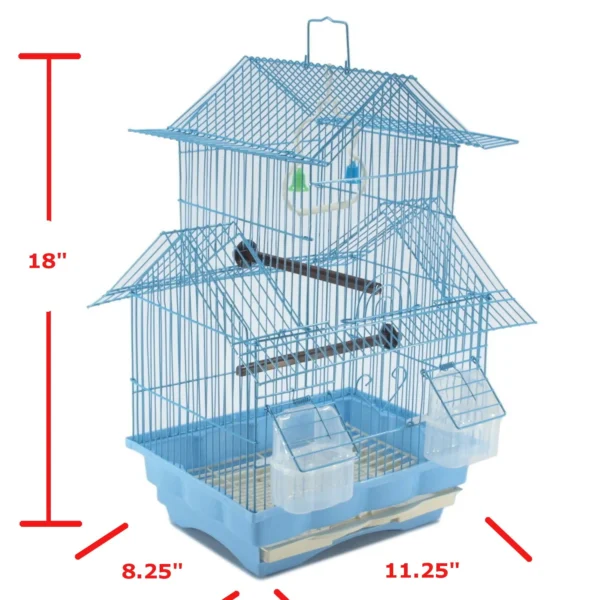 Blue 18-inch Medium Wire Bird Cage - Image 3